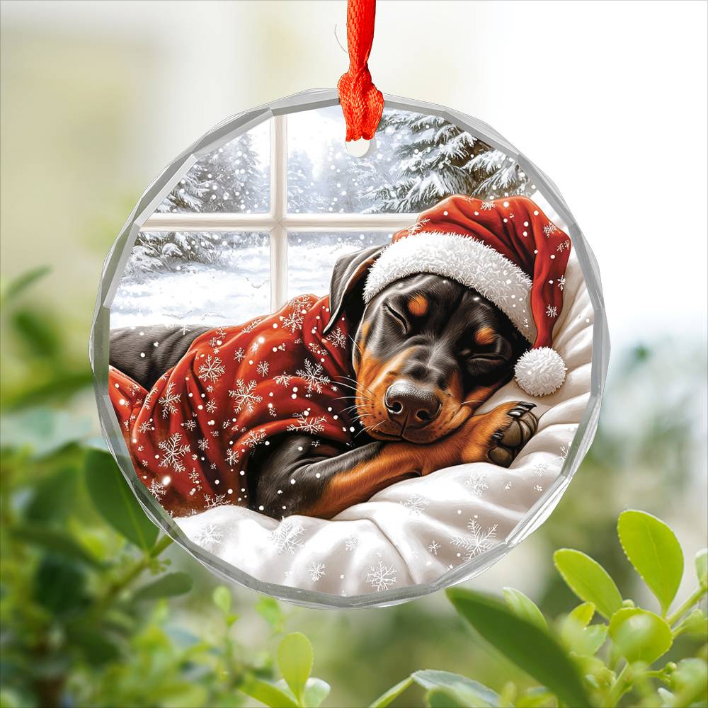 Doberman Pinscher Dog Sleeping In Bed Design 1