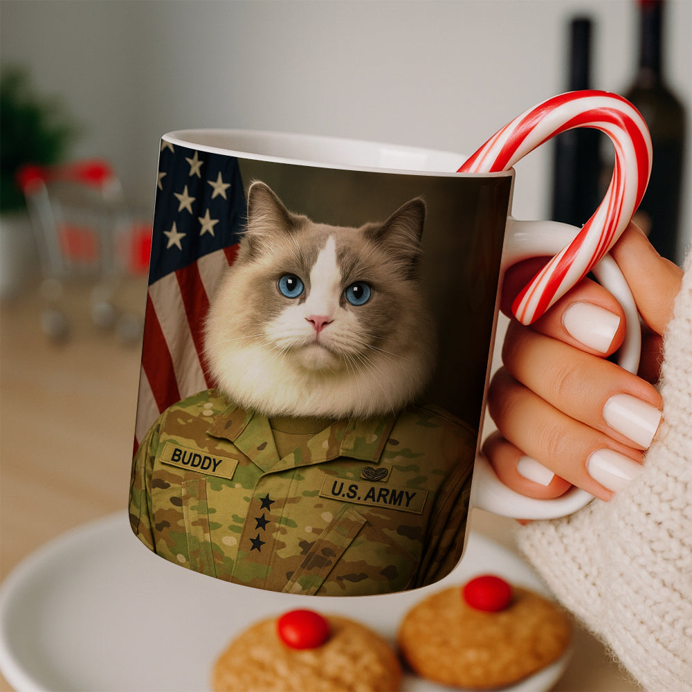 Custom Cat Photo Us Army Mug _ Gift For Cat Lovers