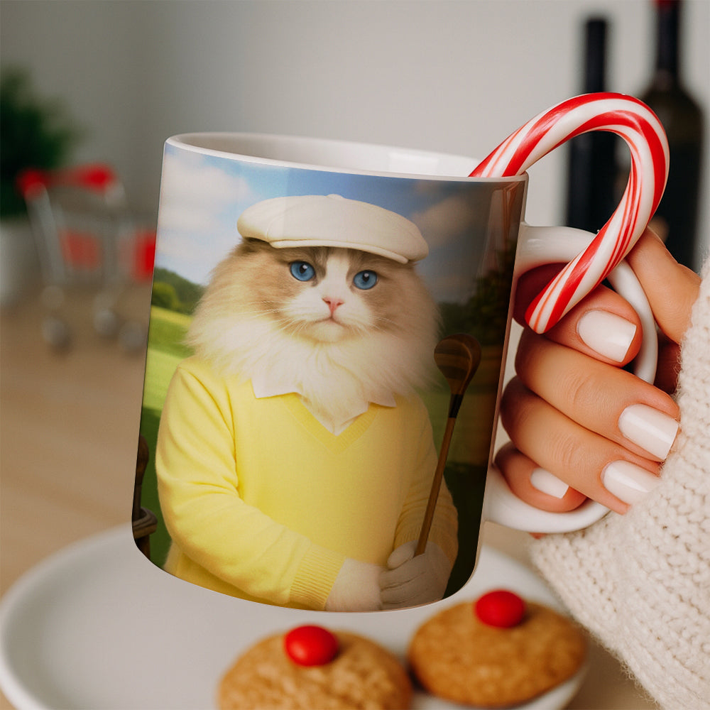 Custom Photo Golfer Cat Mug Gift For Cat Lovers