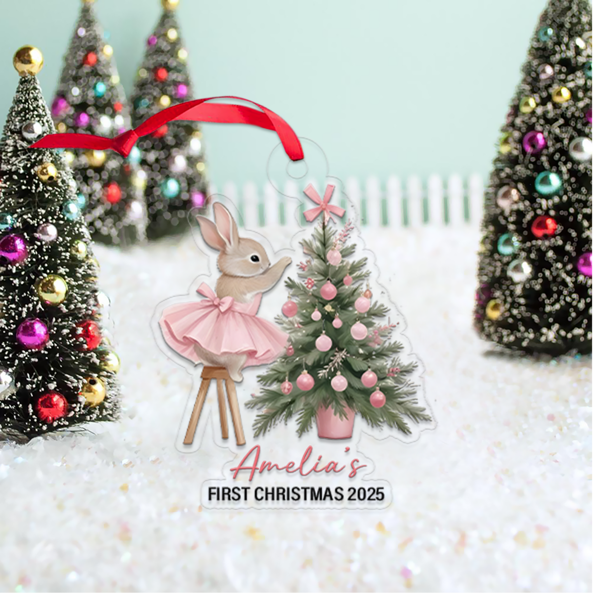 Custom Name Baby Rabbit First Xmas