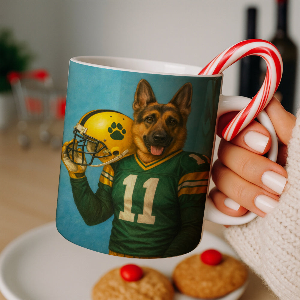 Custom Dog Photo Football Player Mug