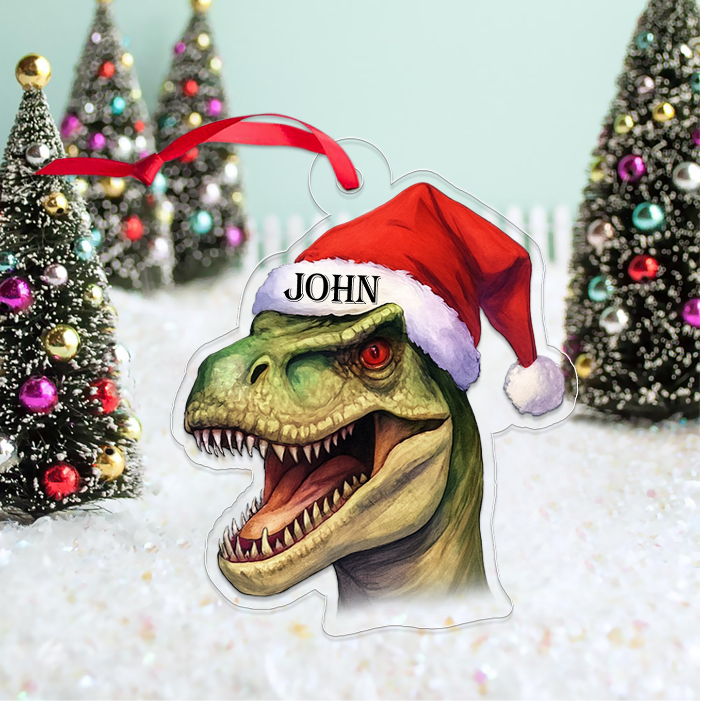 Custom Name Dinosaur Santa Xmas