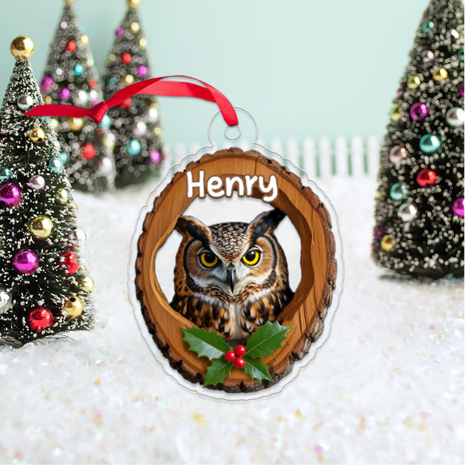 Custom Name Owl Ornament for Animal Lovers Gift