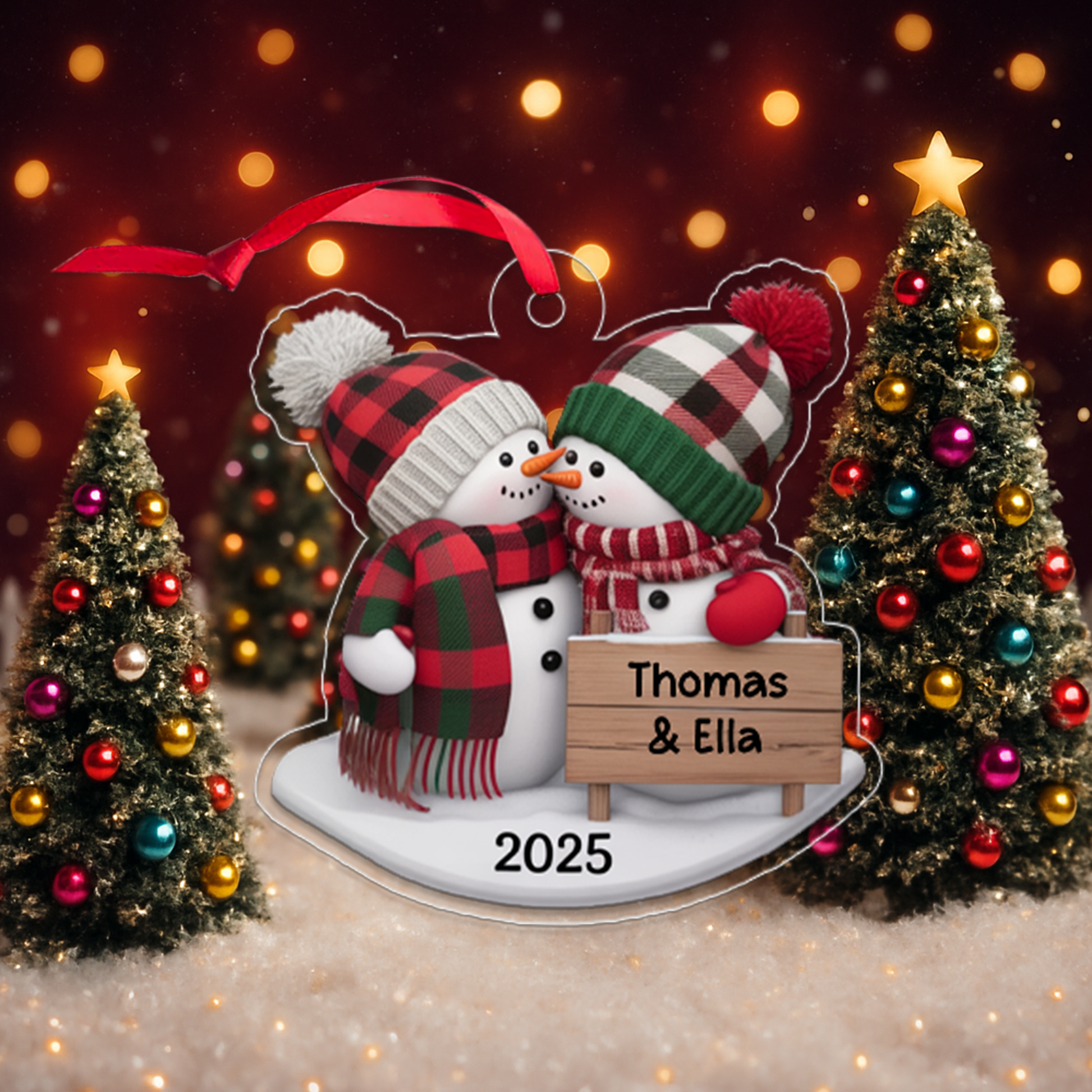 Custom Name Snow Couple