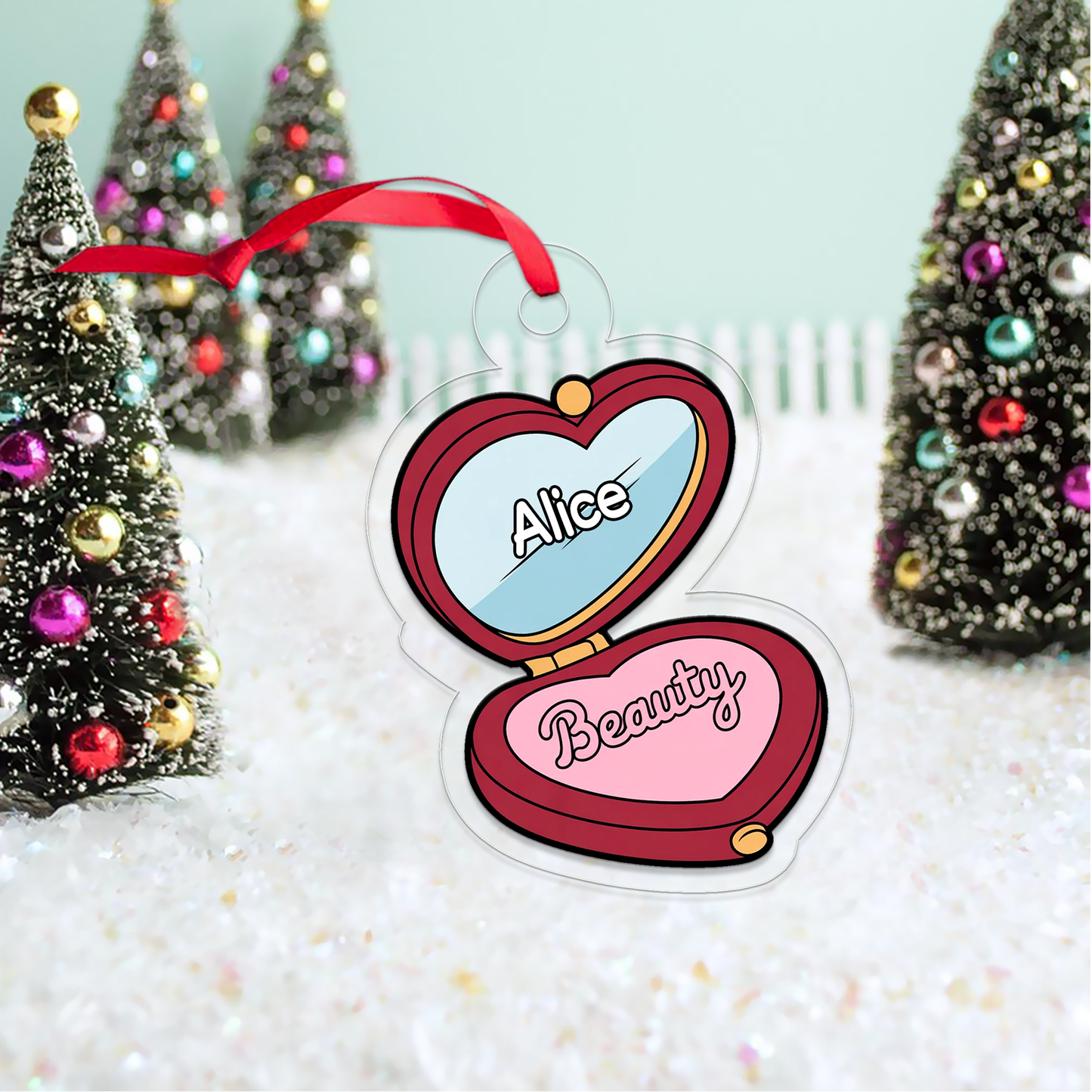 Personalized Beauty Locket Makeup Compact Ornament, Christmas Decor, Beauty Ornaments, Makeup Artist Ornament, Xmas Makeup Gifts