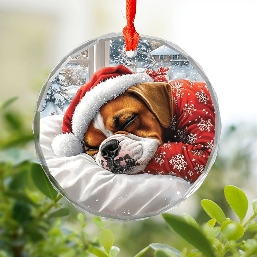 Boxer Dog Sleeping In Bed Design 1