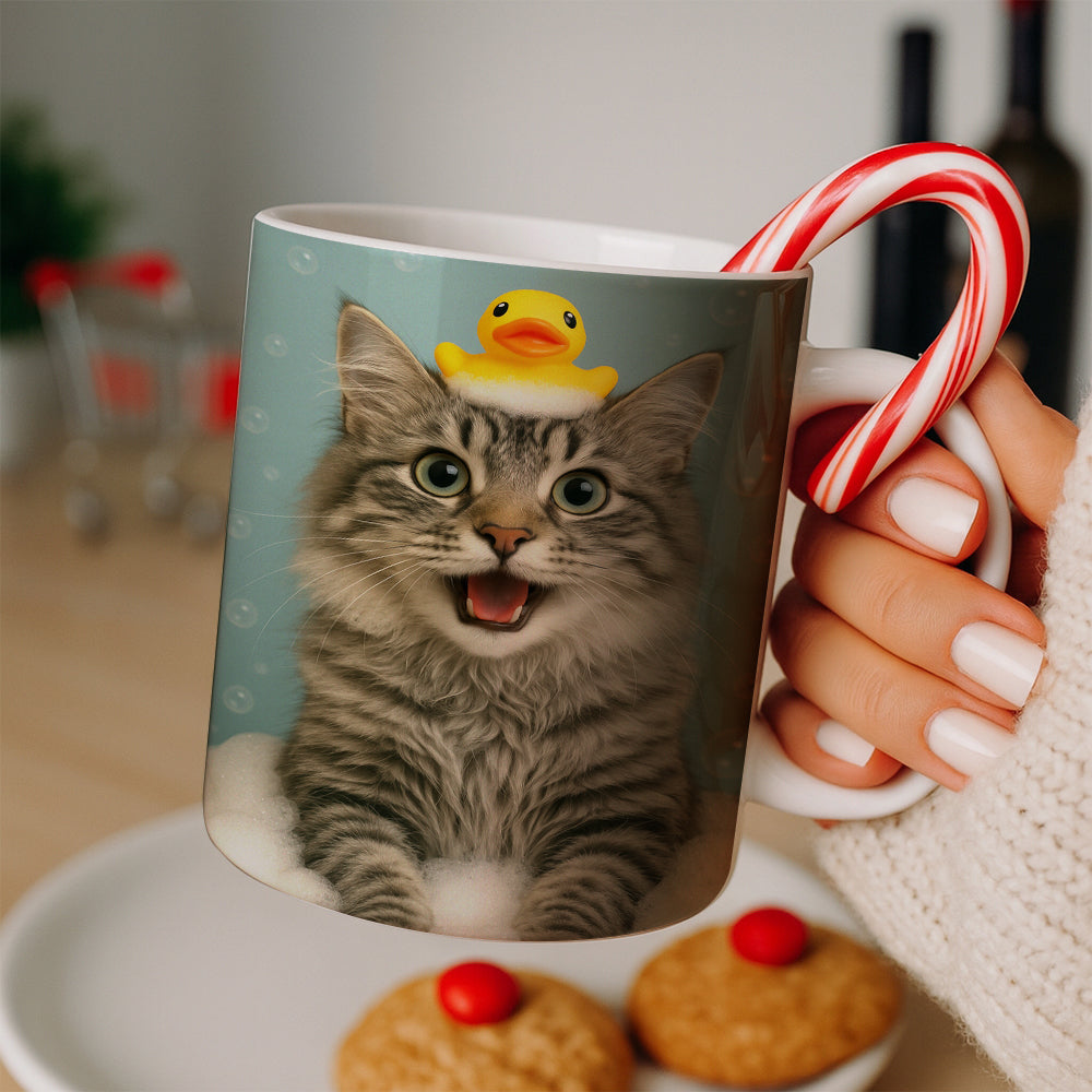 Custom Photo Cat In Bathtub With Duck Toy Mug