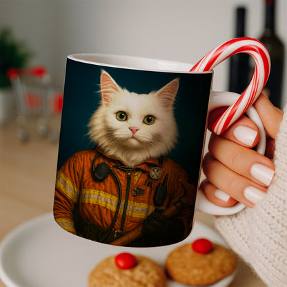 Custom Cat Photo Firefighter Mug _ Gift For Cat Lovers