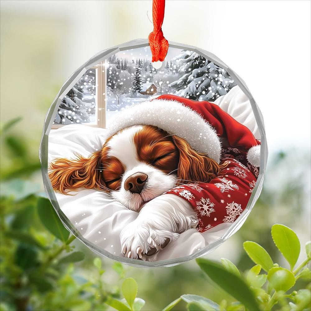 Cavalier King Charles Spaniel Dog Sleeping In Bed Design 1