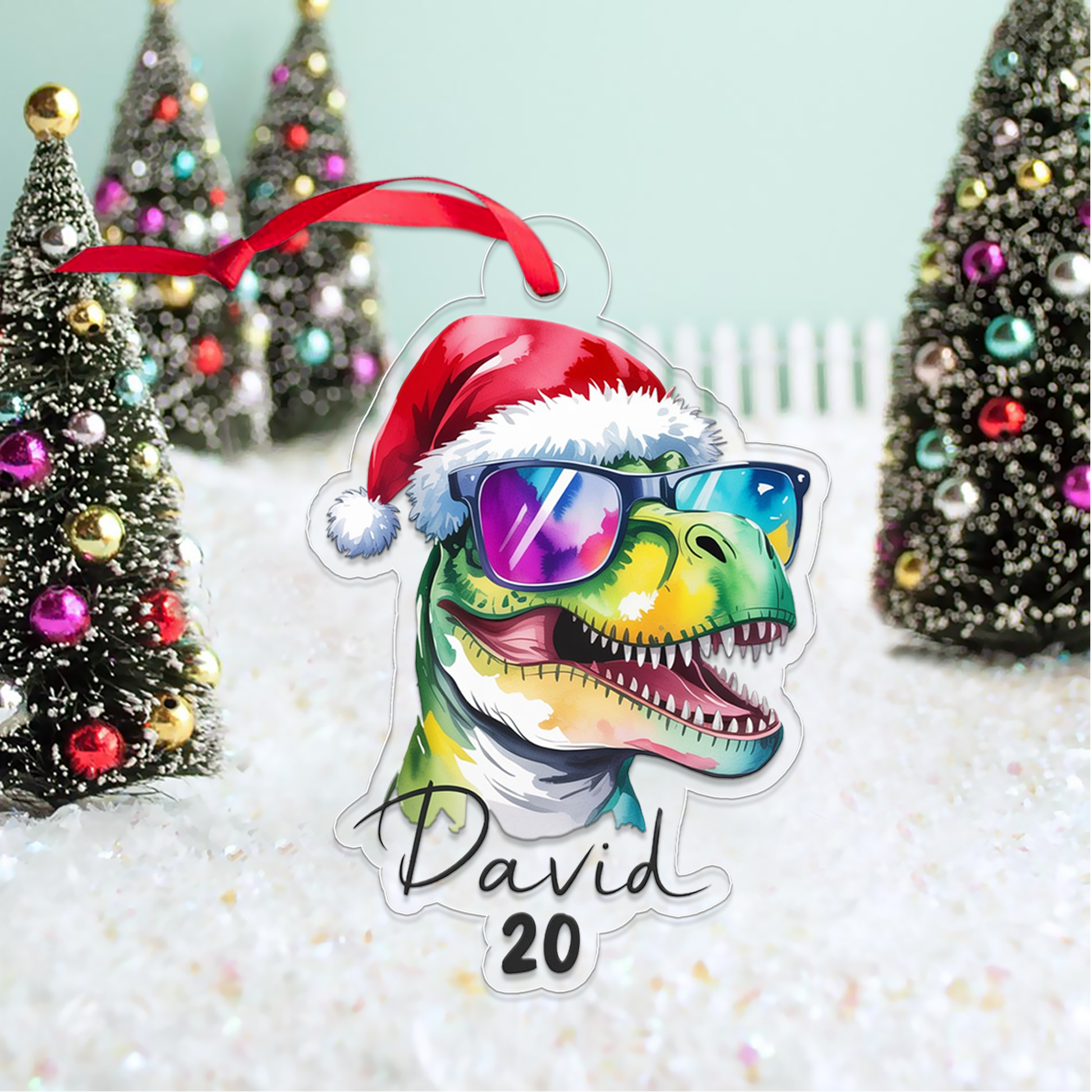 Custom Name Christmas Dinosaur