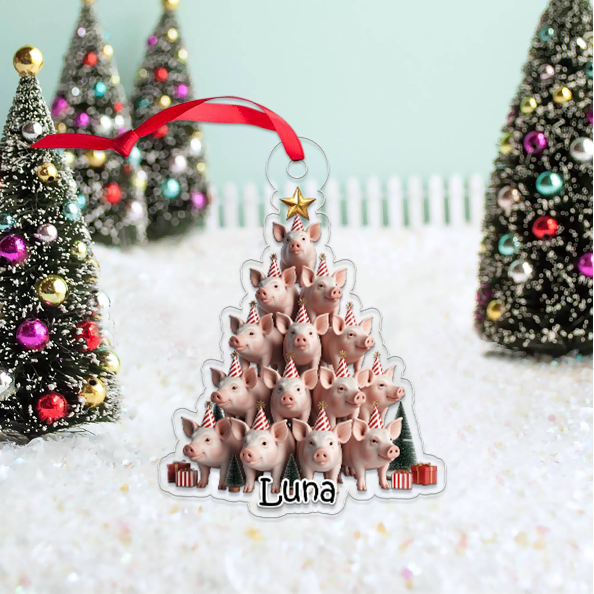 Custom Name Pig Xmas Tree