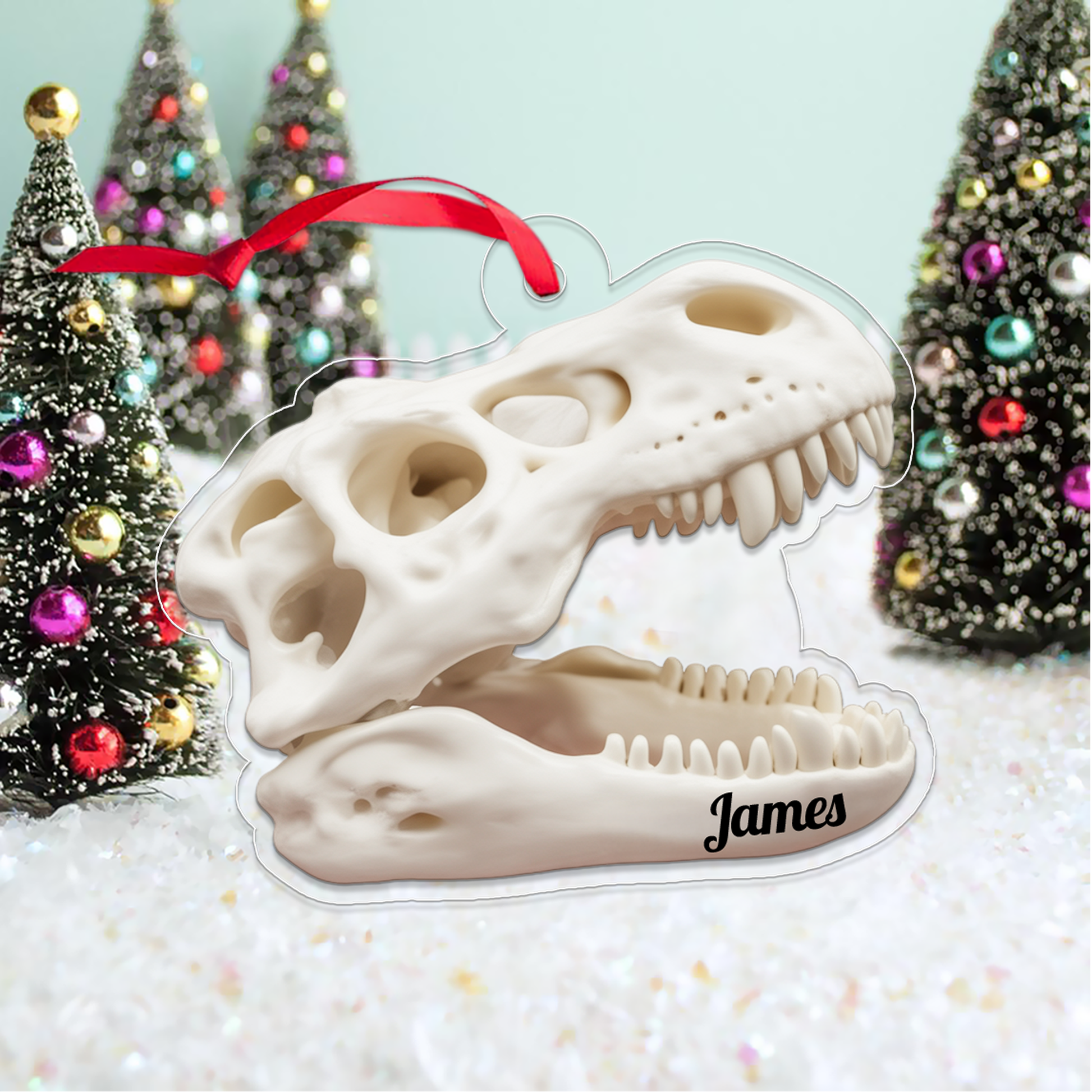 Personalized Fossil Ornament, Custom Name Dinosaur Fossil