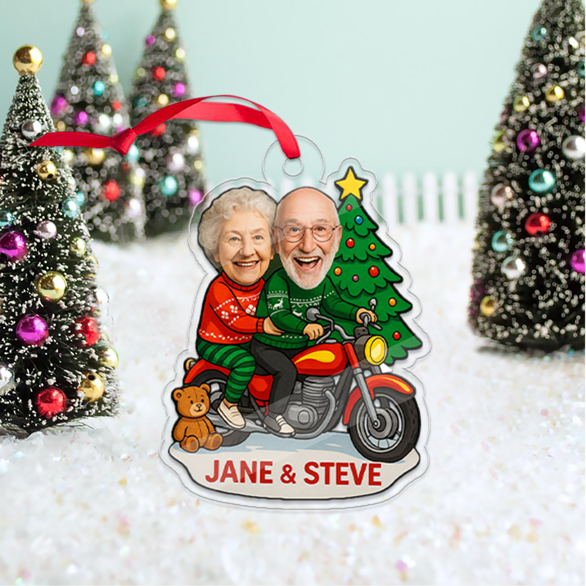 Personalized Couple Photo With Motobike Ornament, Custom Photo Together Since Christmas Ornament, Photo Gift For Anniversary