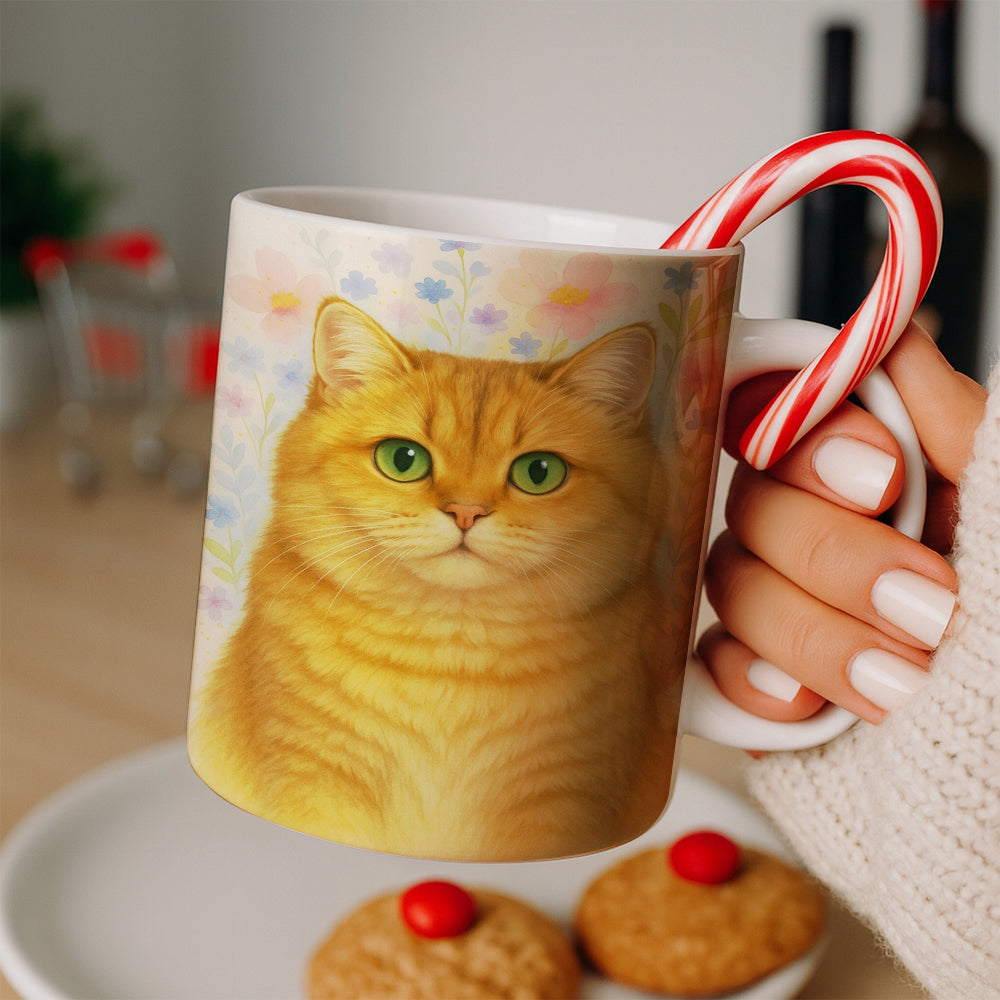 Custom Photo Cat Floral Watercolor Art Mug