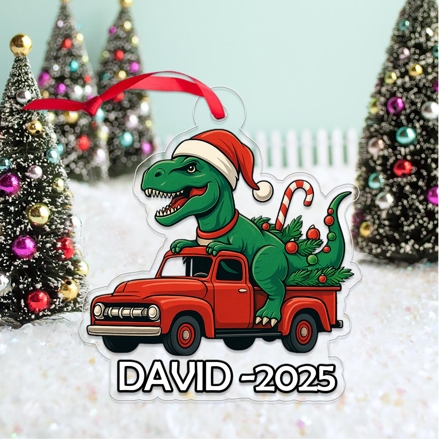 Custom Name Truck Boys Dinosaur Xmas