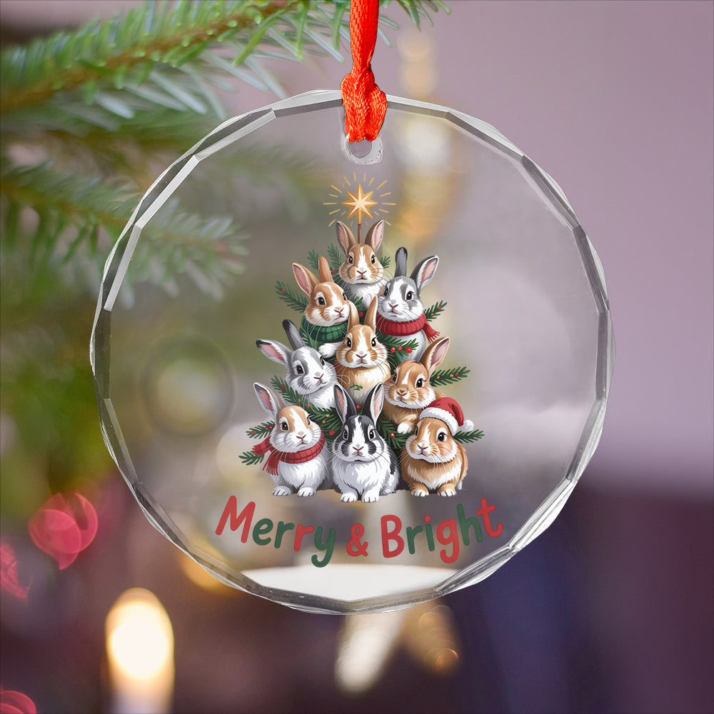 Bunny Xmas Glass Ornament3