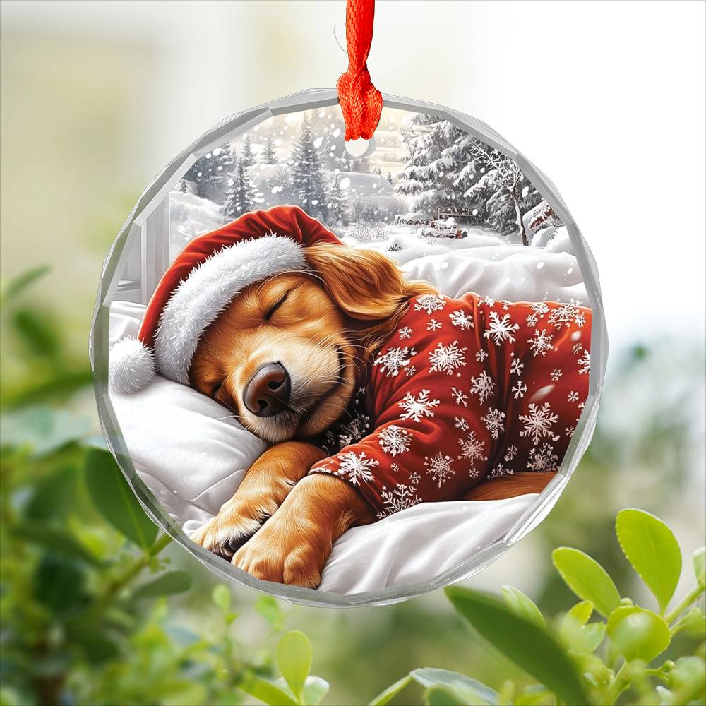 Golden Retriever Dog Sleeping In Bed Design 1