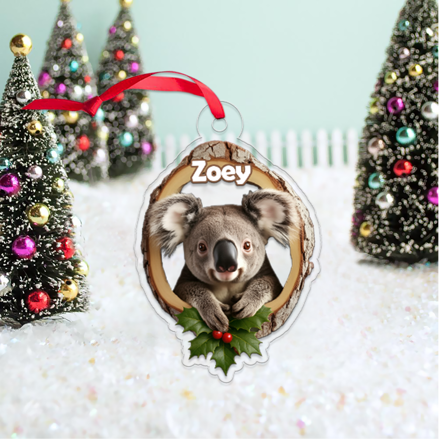 Custom Name Koala Forest Animal Christmas