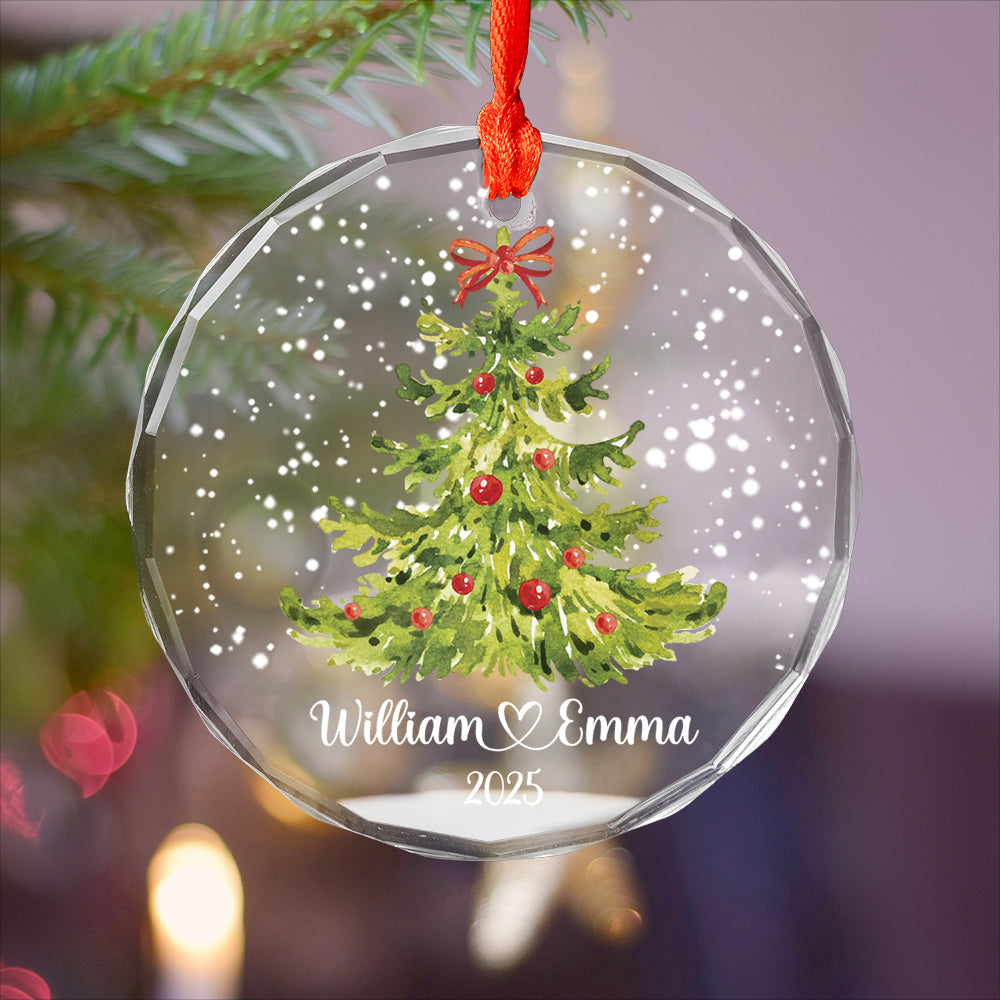 Custom Name Engaged Couple Xmas Tree
