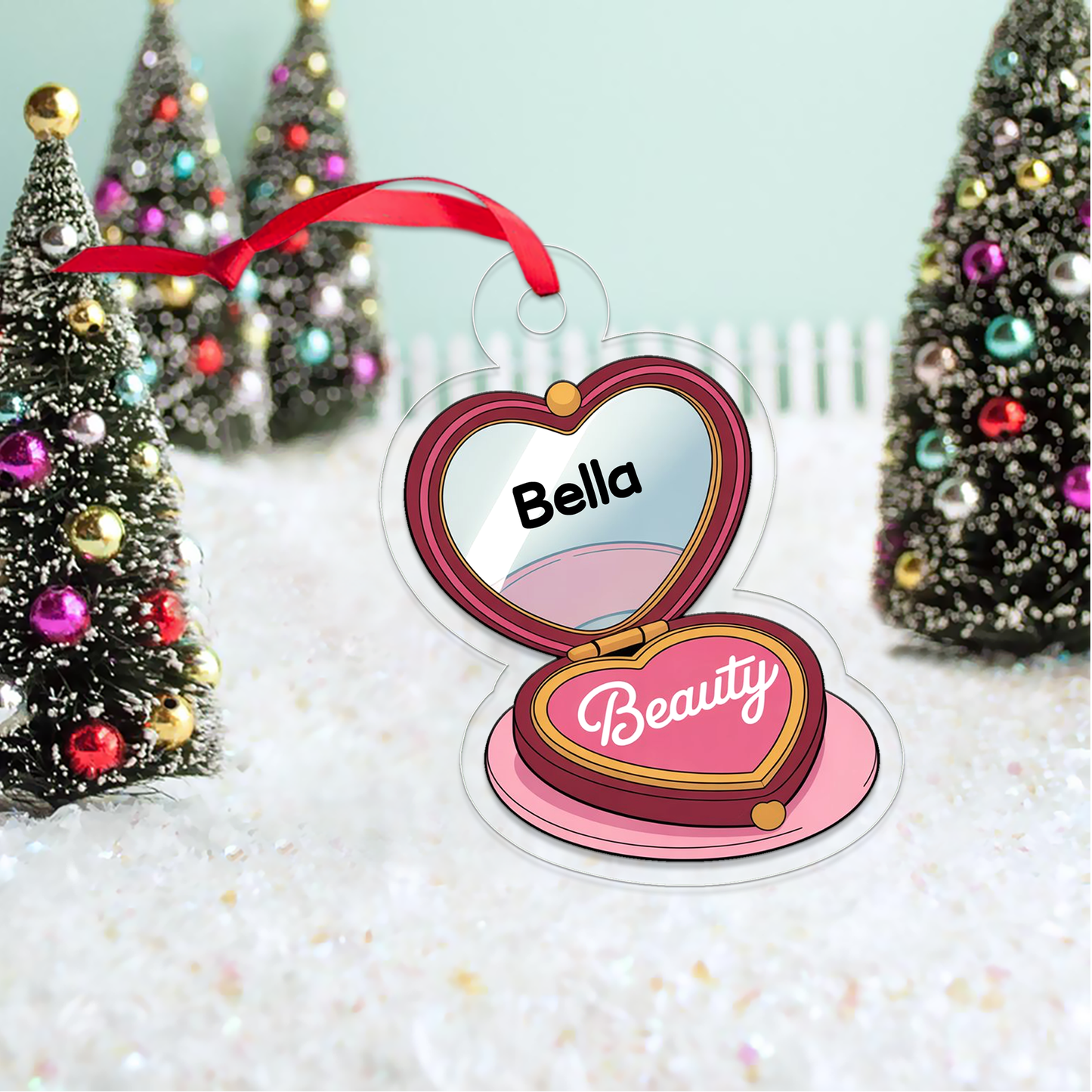 Personalized Beauty Locket Makeup Compact Ornament, Christmas Decor, Beauty Ornaments, Makeup Artist Ornament, Teen Girl Christmas