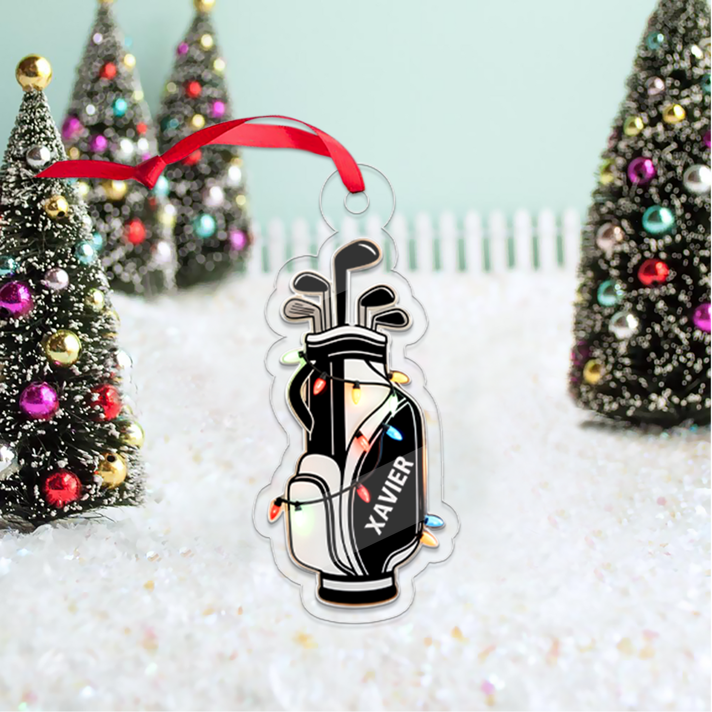 Custom Name Golf Backpacks Christmas Acrylic Ornament Christmas Gift