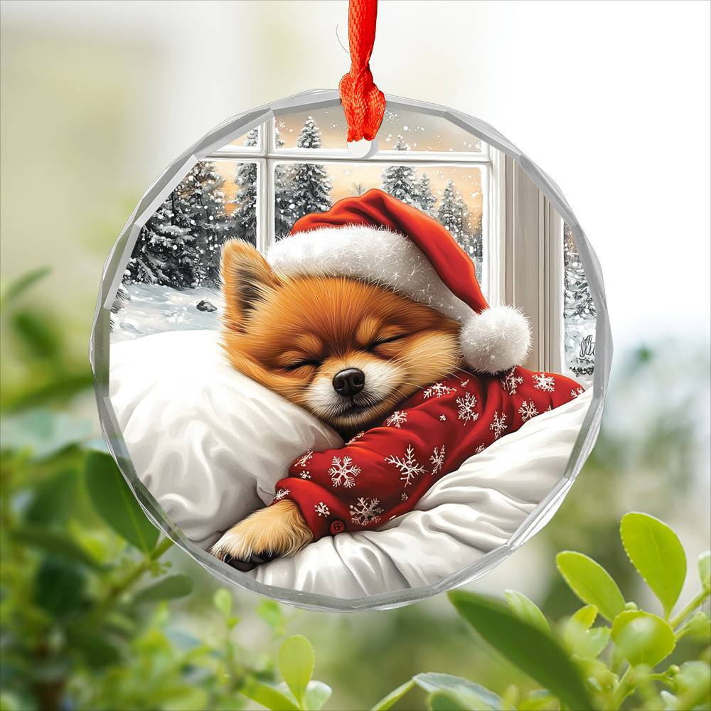Pomeranian Dog Sleeping In Bed Design 3