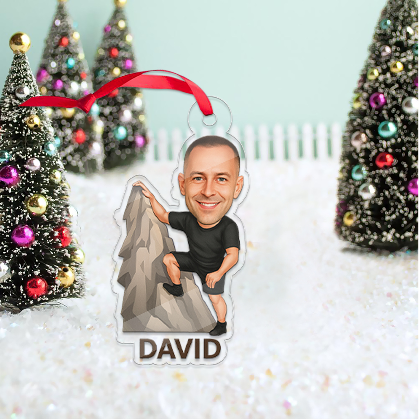 Custom Photo Climbing Acrylic Ornament, Mountain Climbing Christmas Ornament, Climber Christmas Ornament, Gift for Climbers