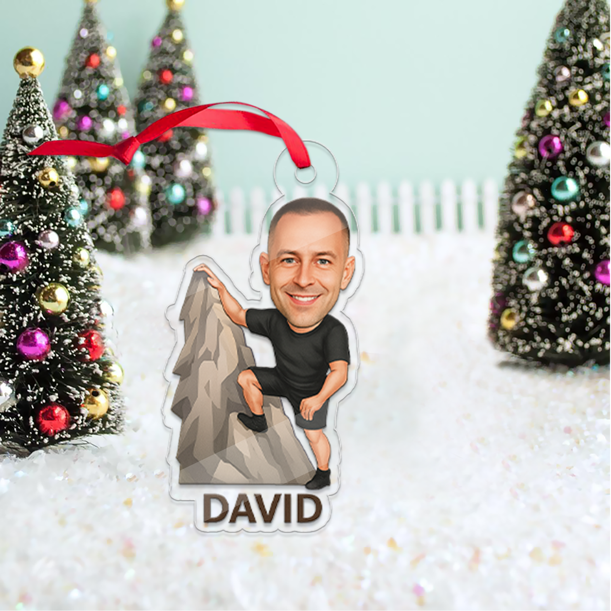 Custom Photo Climbing Acrylic Ornament, Mountain Climbing Christmas Ornament, Climber Christmas Ornament, Gift for Climbers