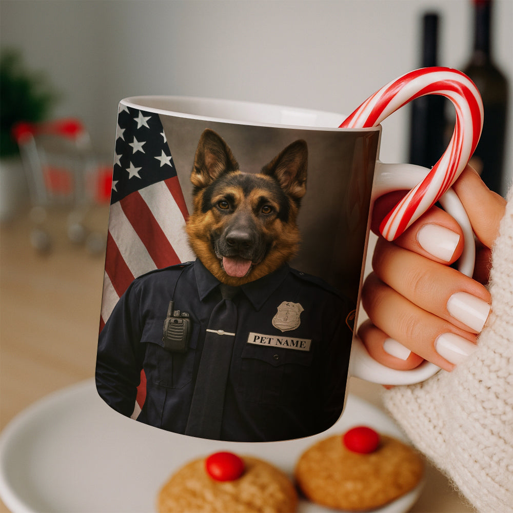 Custom Dog Photo Policeman Mug _ Gift For Dog Lovers
