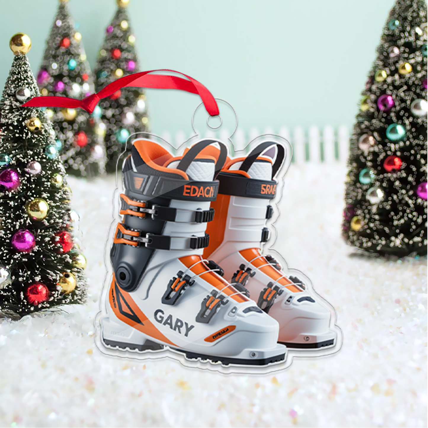 Custom Name Ski Boots Christmas Ornament Acrylic Ornament Christmas Gift
