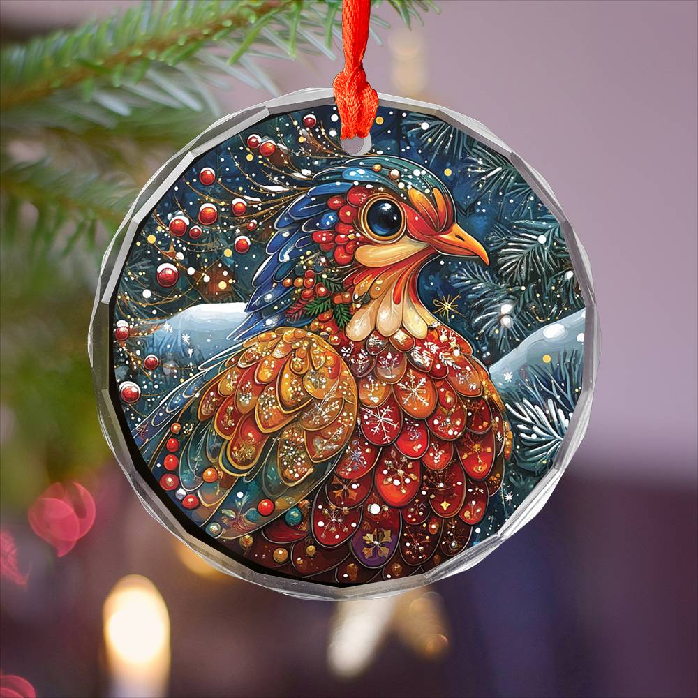 Beautiful Dove Christmas Night Design 2 Glass Ornament