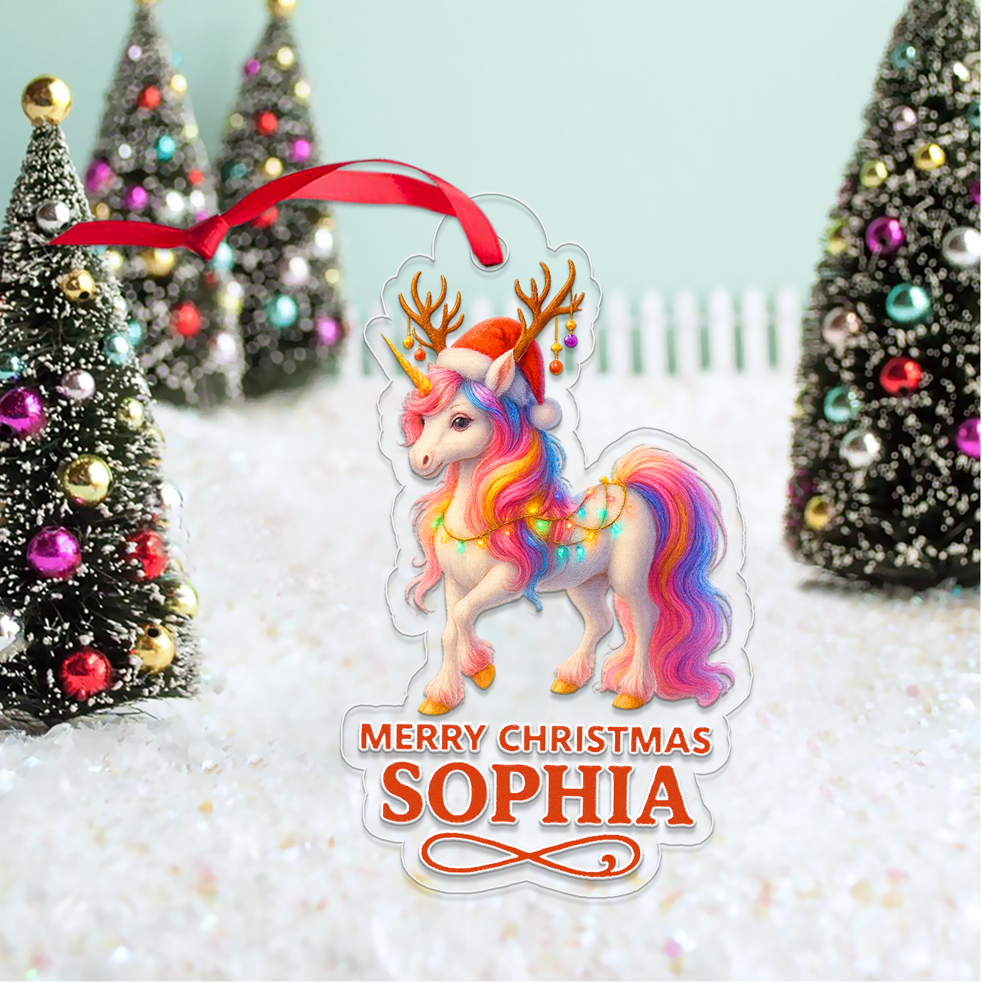 Custom Name Unicorn Merry Christmas