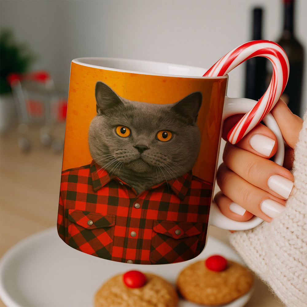 Custom Photo Cat In Red Shirt MugGift For Cat Lovers