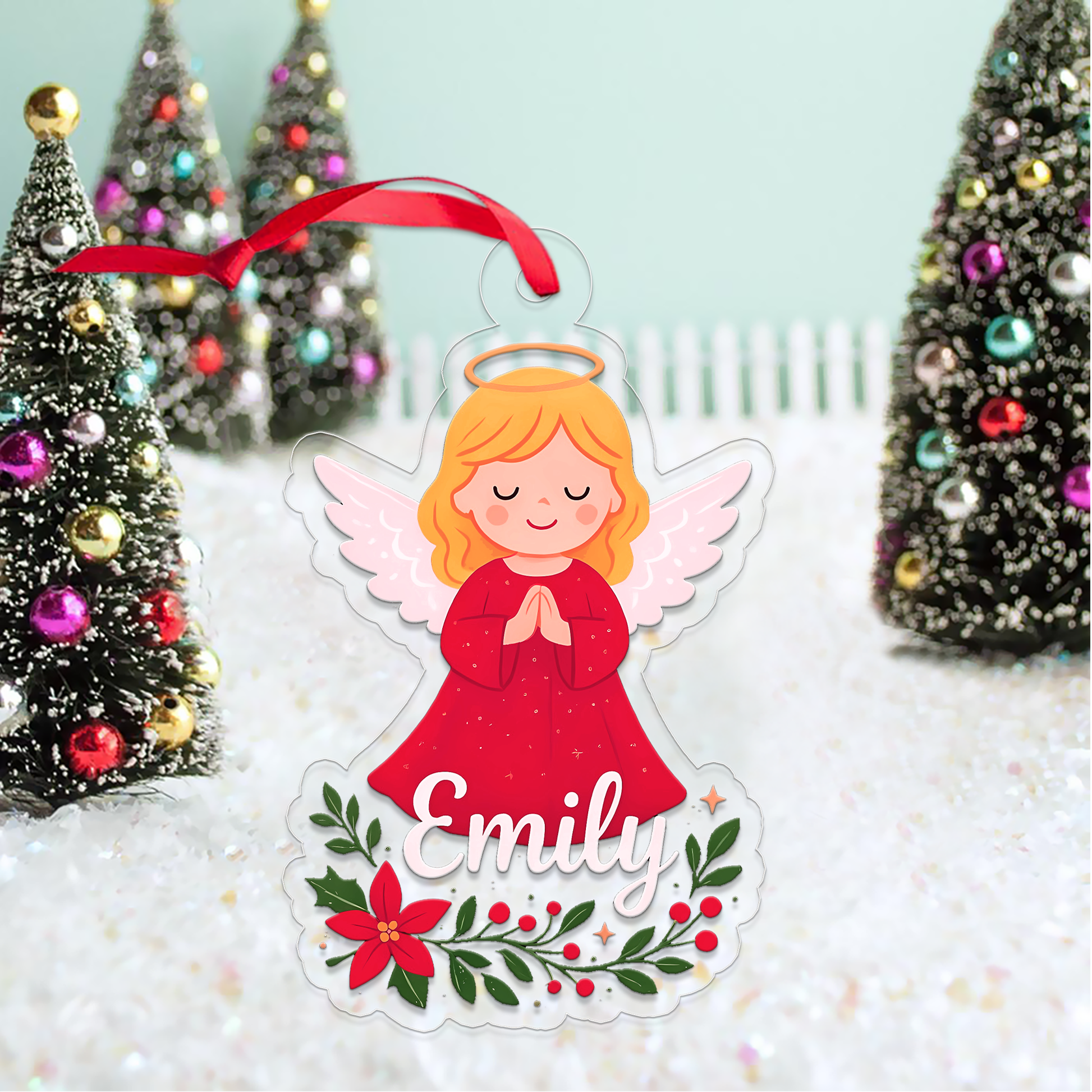 Personized Christmas Angel Ornament, Custom Name Christmas Ornament, Baptism Gift, Nativity Ornament, Christmas Home Decor, Xmas Gift