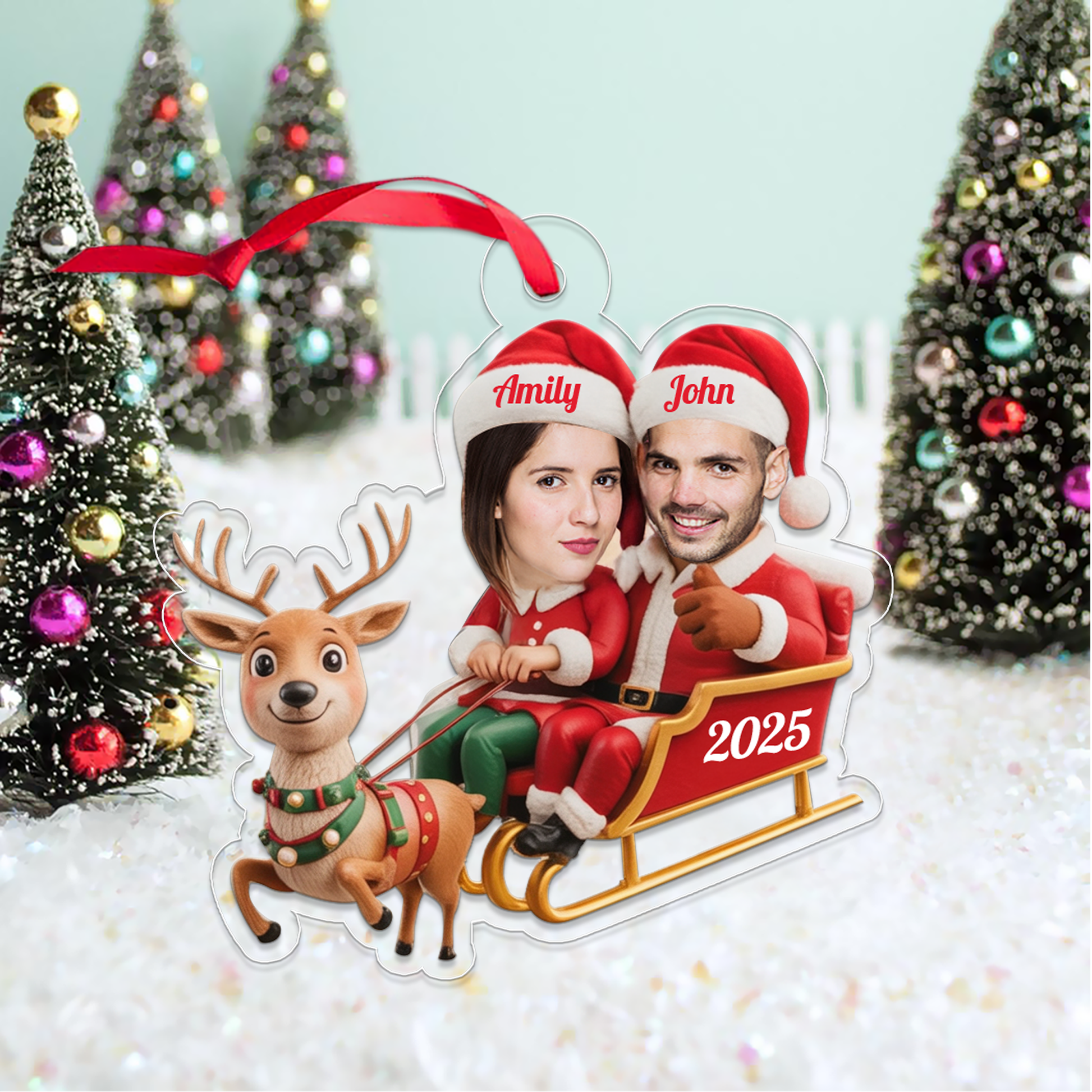 Custom Photo Couple Reindeer