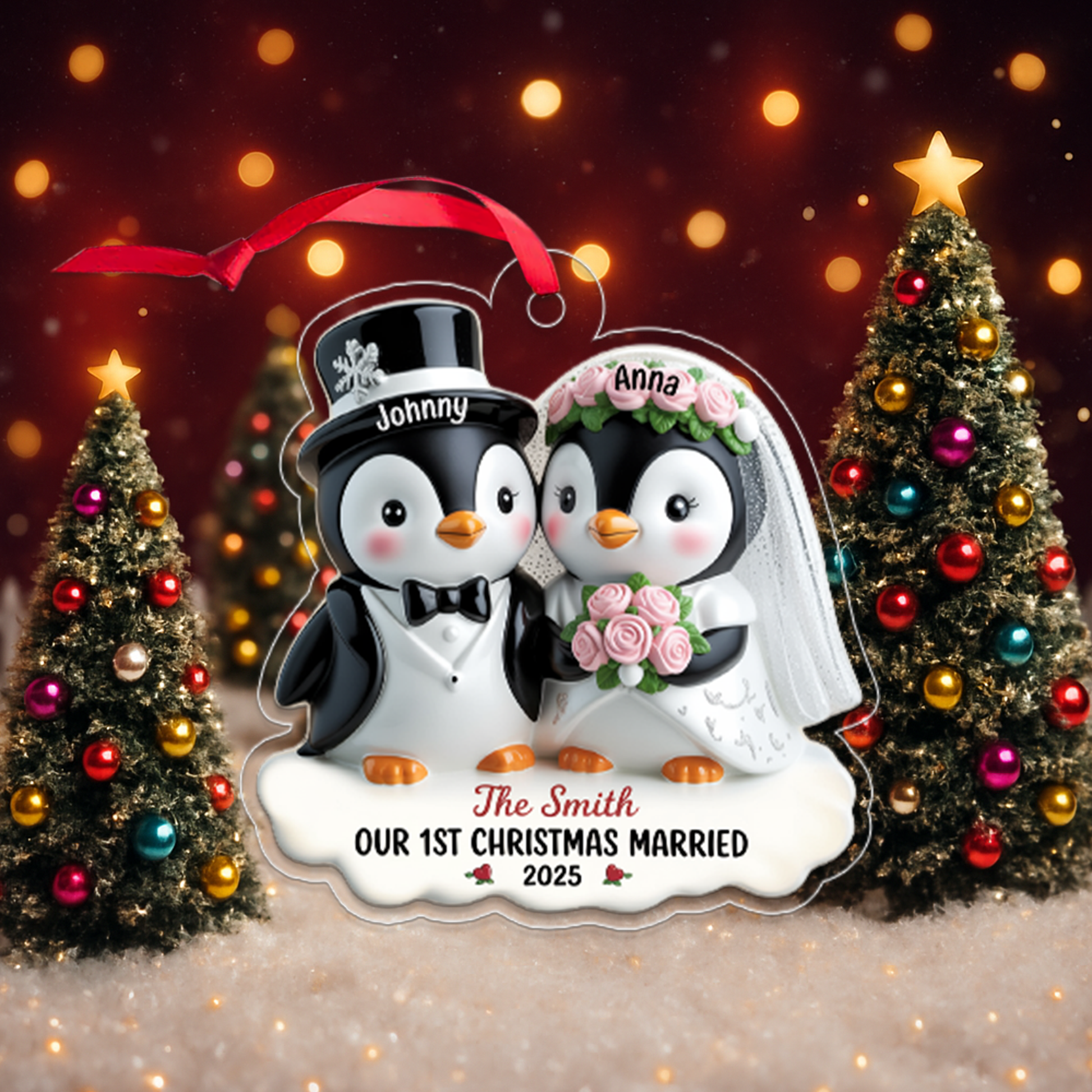 Custom Wedding Penguin Couple