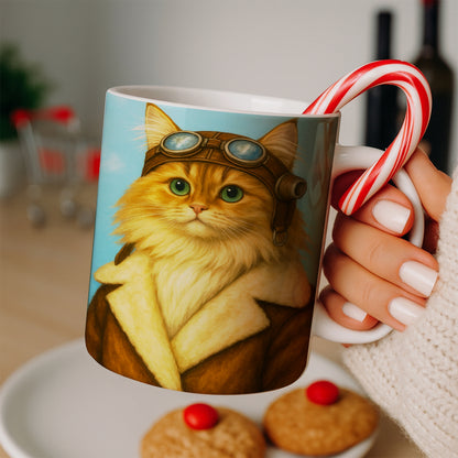 Custom Photo Portrait Pilot MugGift For Cat Lovers