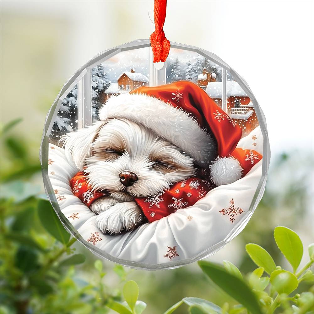 Maltese Dog Sleeping In Bed Design 3