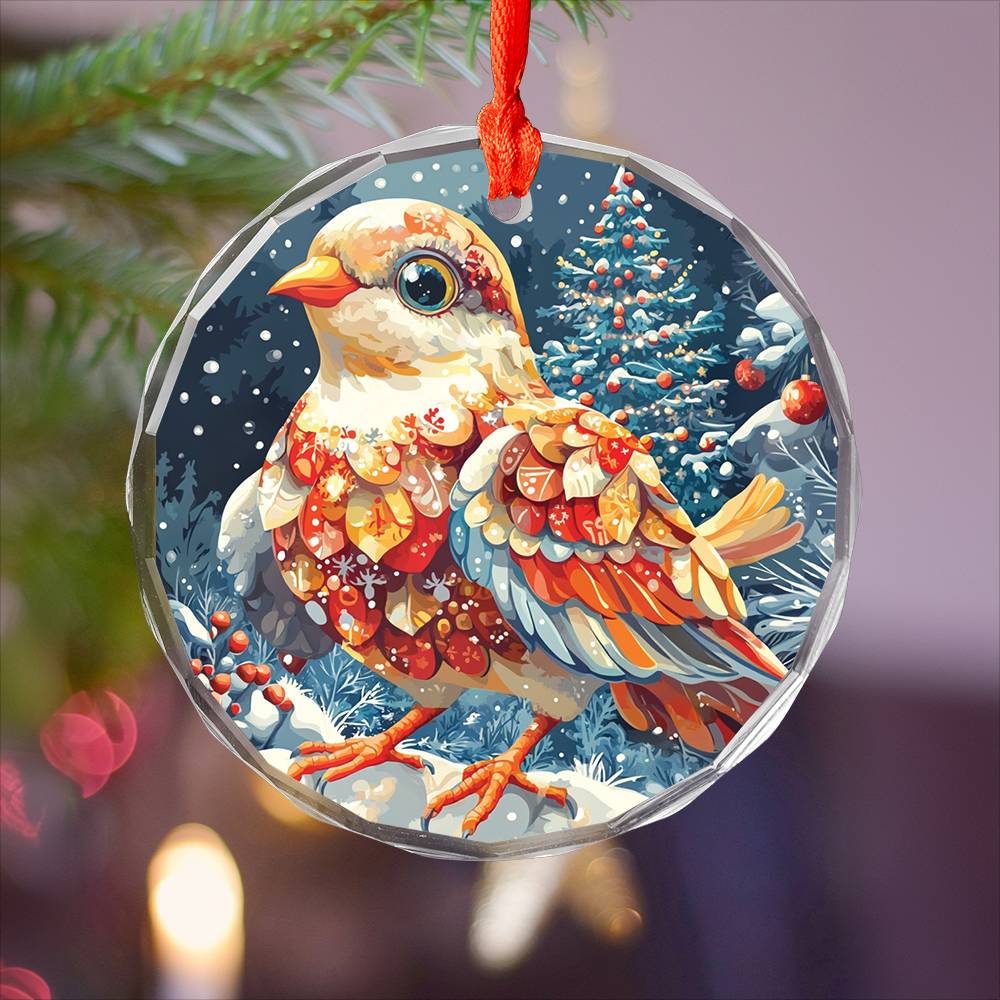 Beautiful Dove Christmas Night Design 1 Glass Ornament