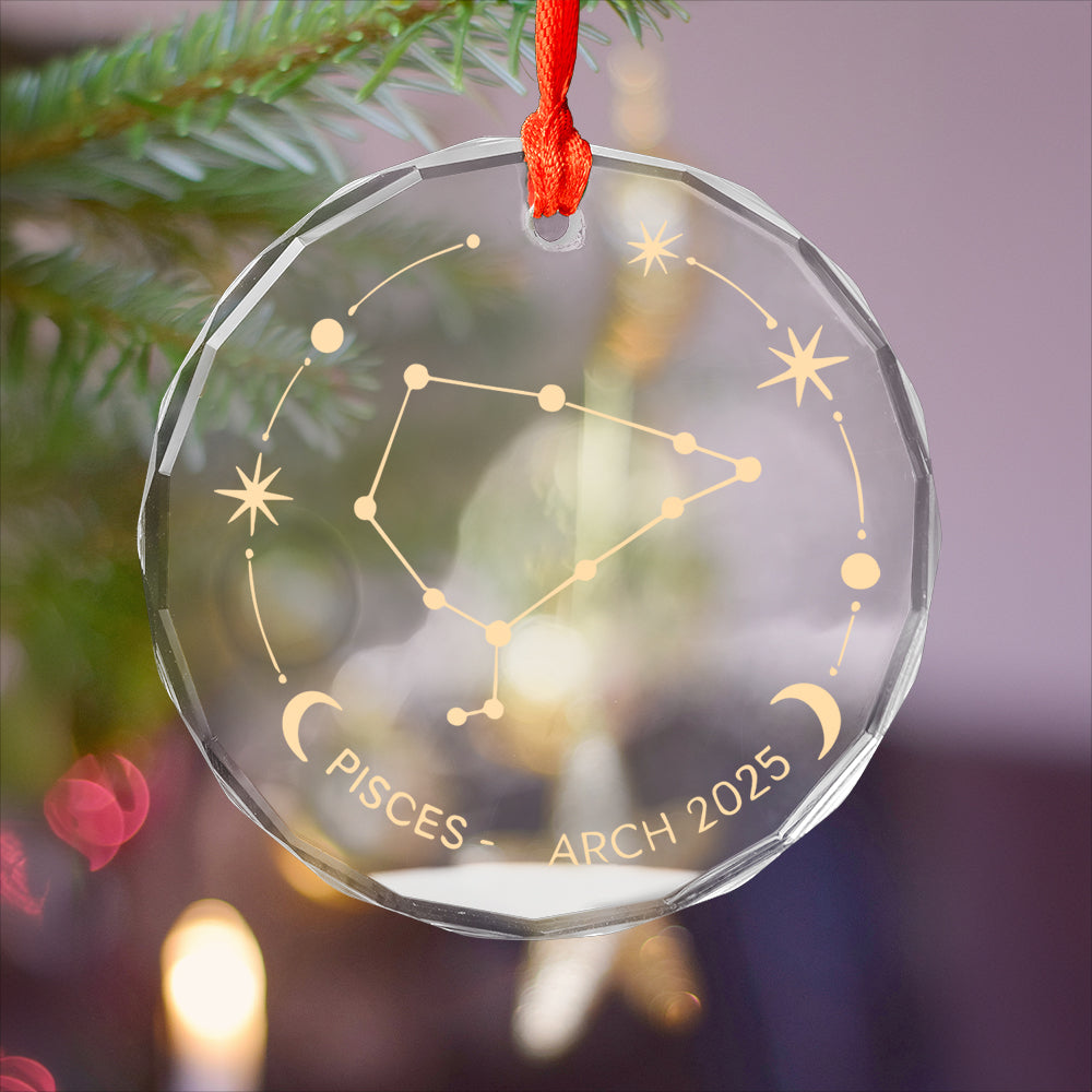 Zodiac signs glass ornament