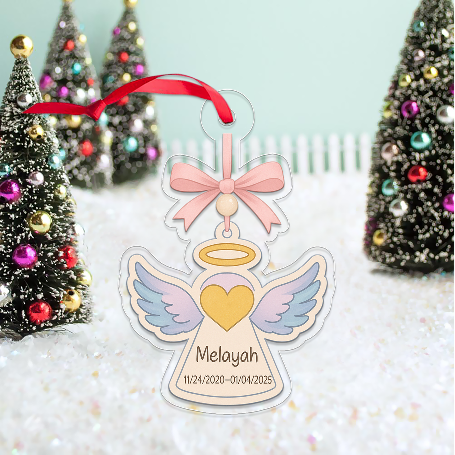 Personalized Angel Wing Ornament, Custom Name Christmas Ornament, Baptism Gift, Memorial Ornament, Christmas Home Decor, Xmas Gift