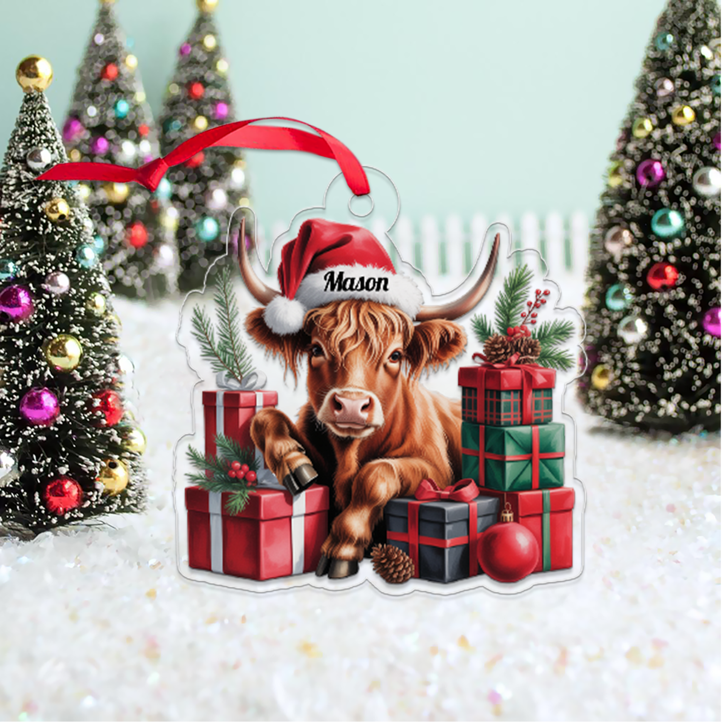 Custom Name Xmas Highland Cow