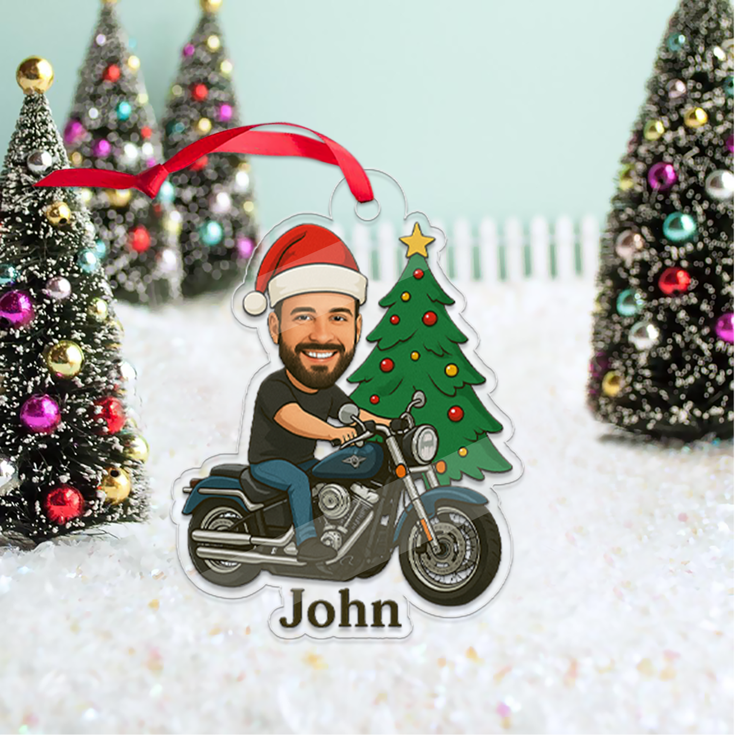 Custom Photo Motorbike Ornament, Unique Gift for Motorbike Lovers, Biker Christmas Ornament, Xmas Gift for Biker