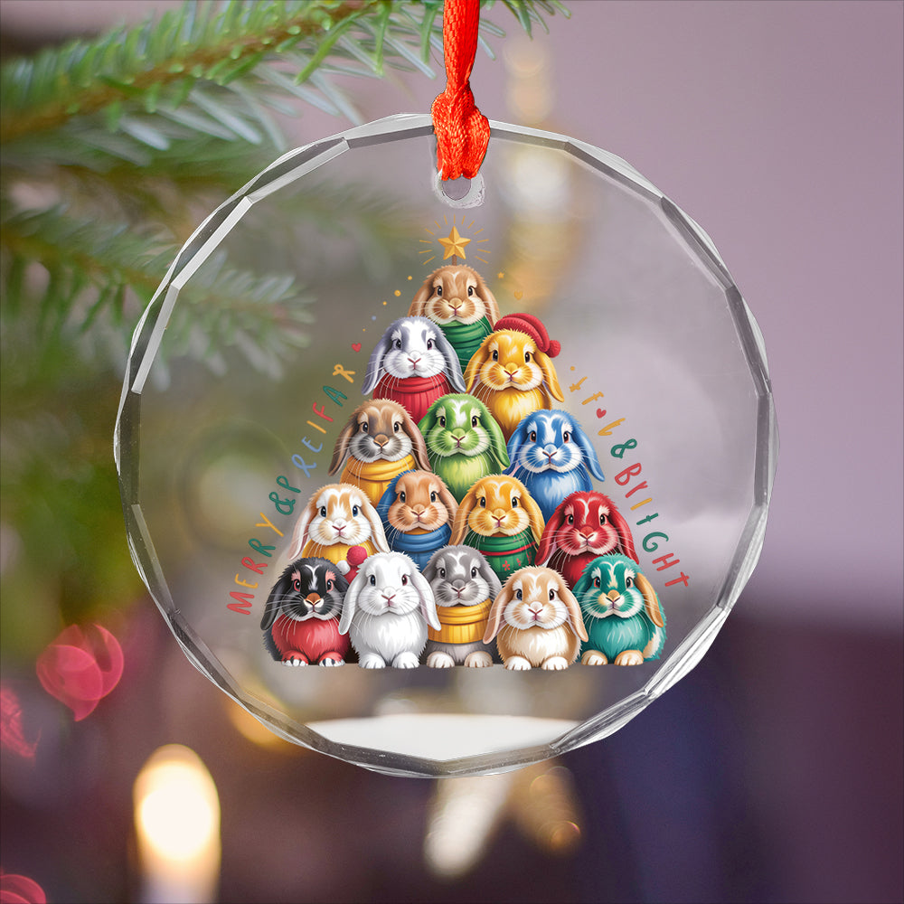 Bunny Xmas Glass Ornament2