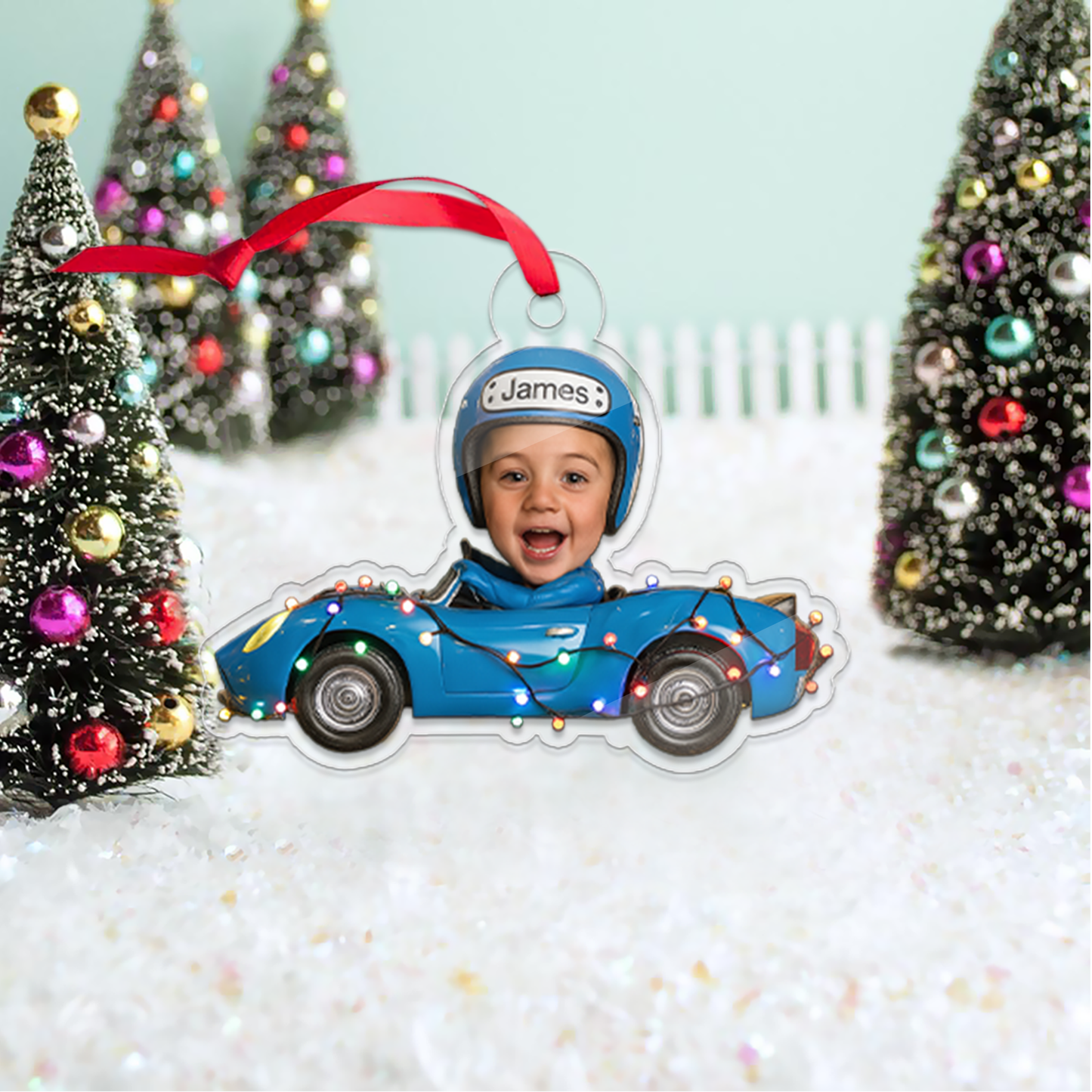 Custom Photo Drive Car Acrylic Ornament, Funny Christmas Ornament, Custom Face Picture Ornament, Christmas Tree Decor