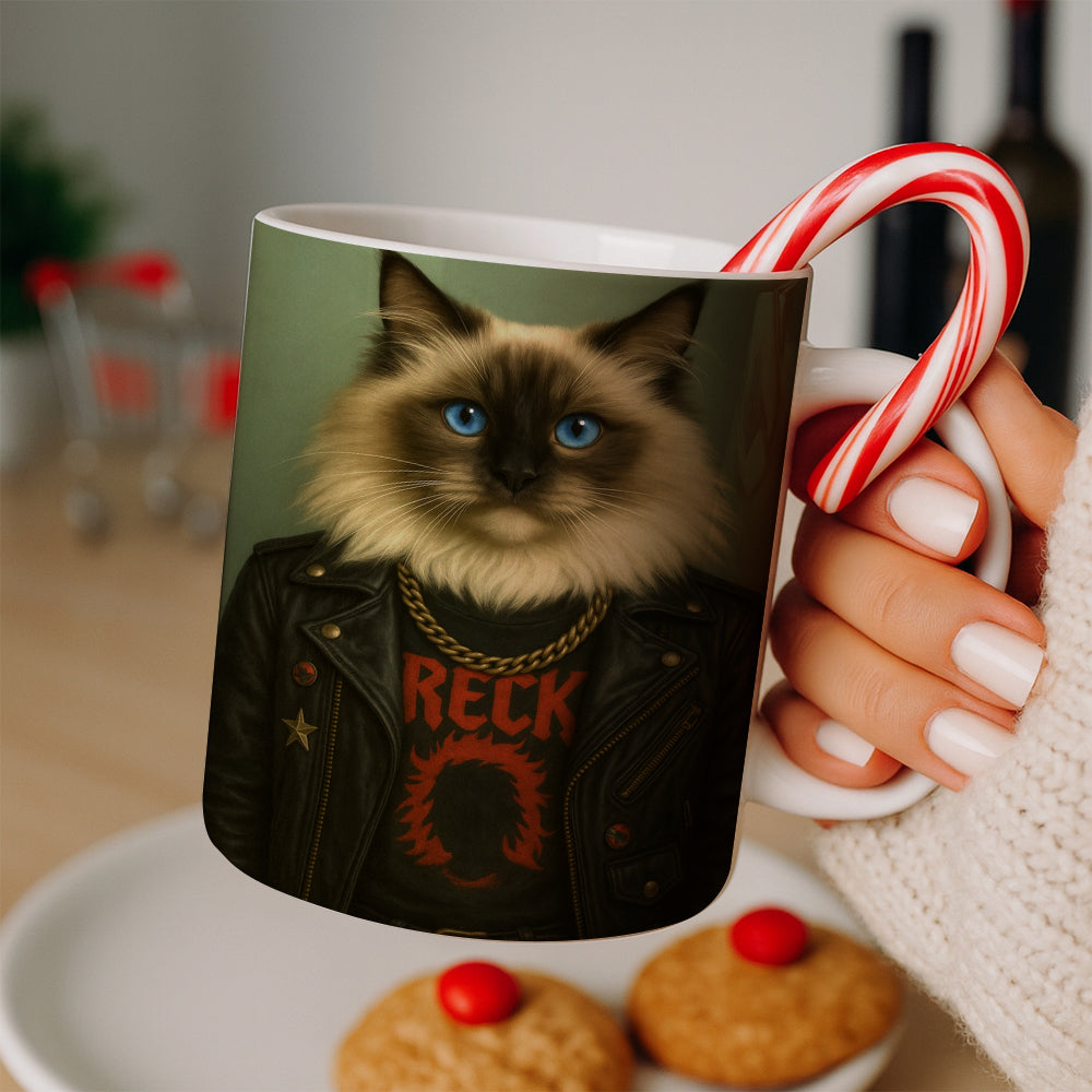 Custom Photo Rock n Roll Cat Mug_ Gift For Cat Lovers