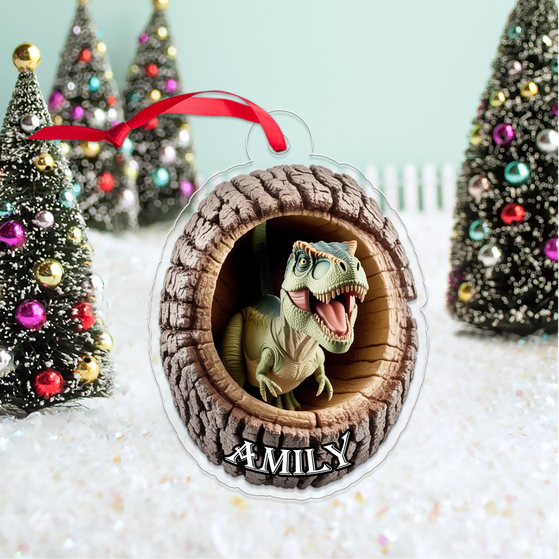 Personalized Christmas Dinosaur - Custom Name Dinosaur Dinosaur Car