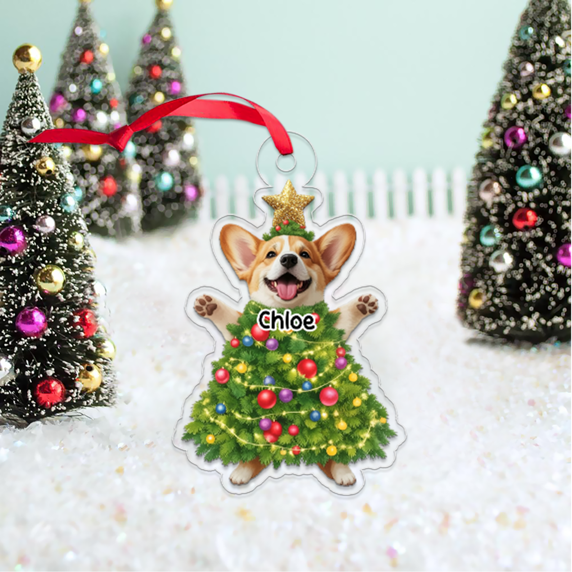 Custom Photo And Name Dog Xmas Tree