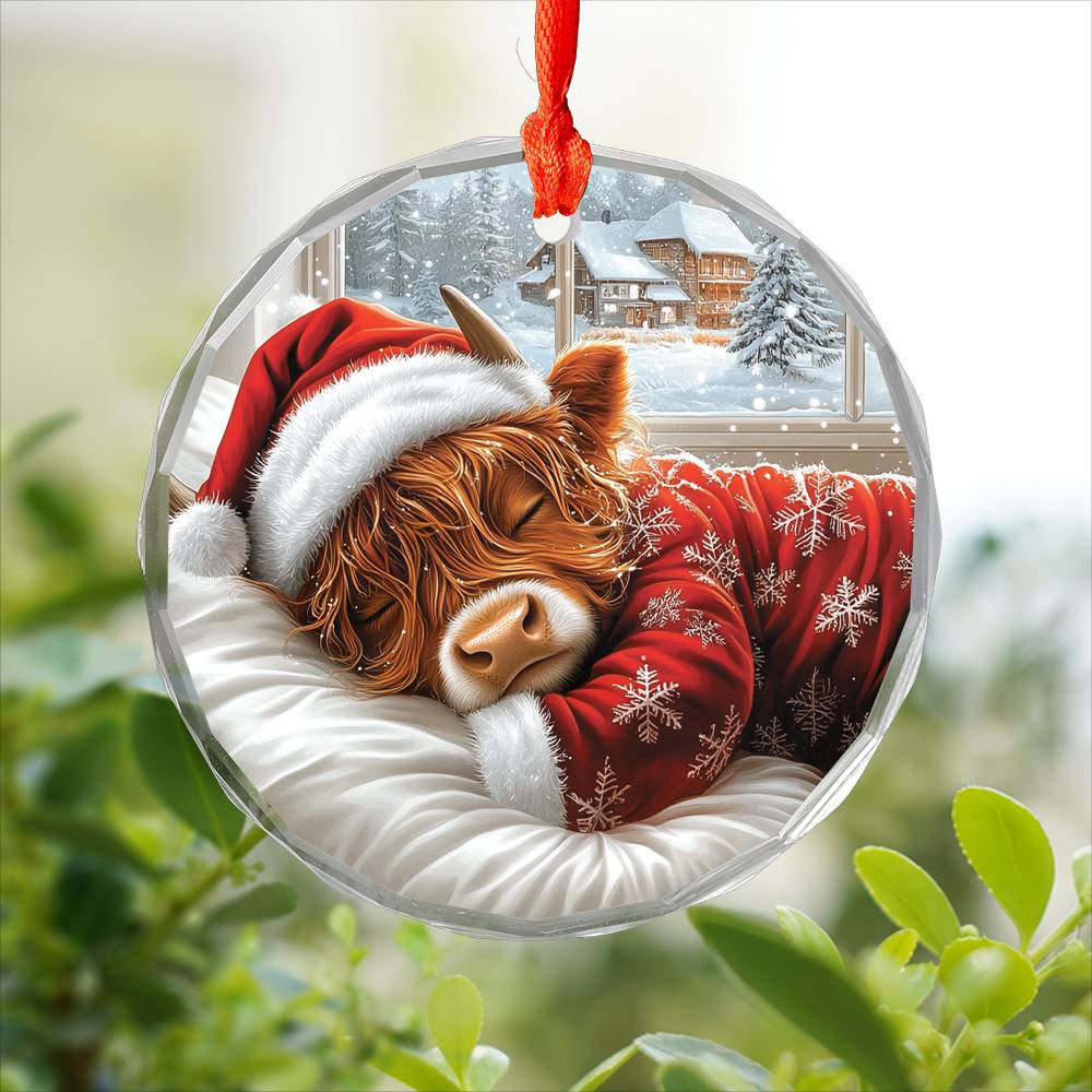 Highland Cow Sleeping In Bed Design 1