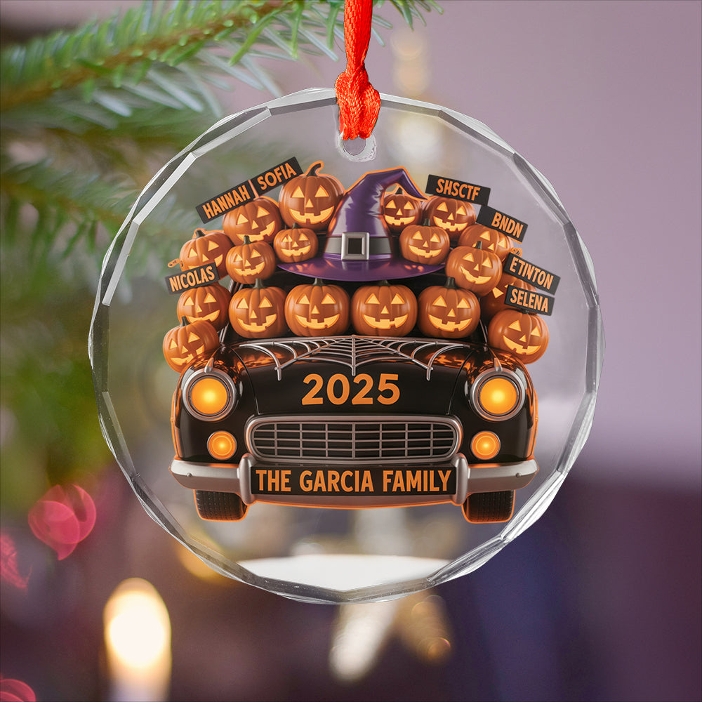 A Spooky Ride With Your Family Names, Personalized Ornament